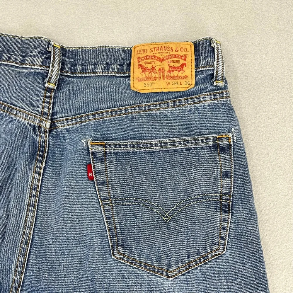 Levis 550 Relaxed Fit Tapered Leg Mens‎ Jeans Medium Wash Blue Size 34